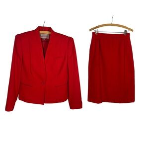 Suits LTD Petites Vintage Red Skirt Suit Set, Size 8P/10P